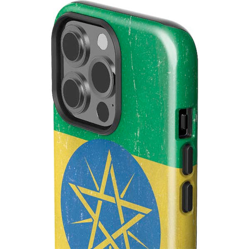 Ethiopia Flag Distressed iPhone 15 Pro Impact Case